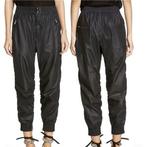 Isabel Marant Black Coated Crop Jogger Pants